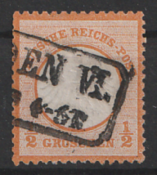 Michel Nr. 14, Freimarke 1/2 Groschen mit kleinem Brustschild gestempelt.