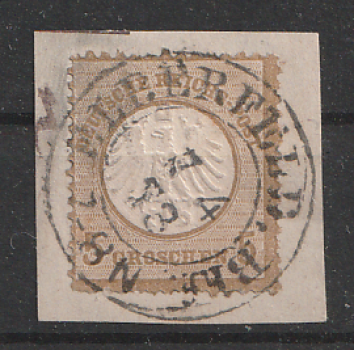 Michel Nr. 6, Freimarke 5 Groschen mit kleinem Brustschild auf Briefstück gestempelt.