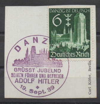 Michel Nr. 714 - 715, Wiedereingliederung Danzig auf Briefstück.
