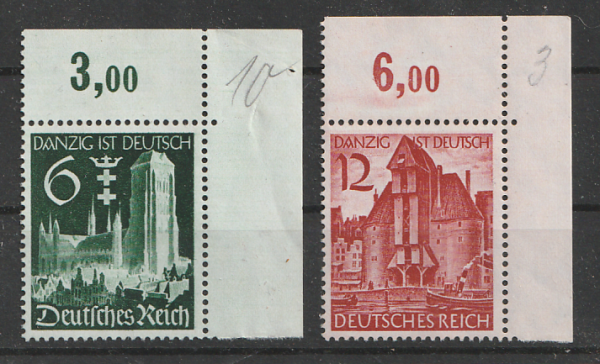 Michel Nr. 714-715, Wiedereingliederung Eckrand oben rechts.