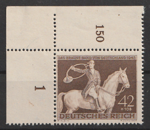 Michel Nr. 854, Galopprennen Eckrand oben links postfrisch.