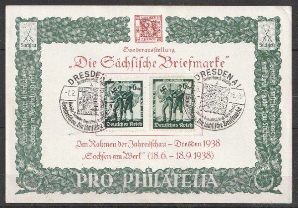 Michel Nr. 662-663, Sonderkarte "Die Sächsische Briefmarke".