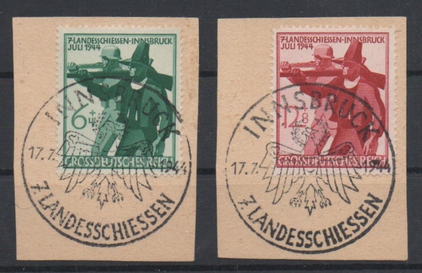 Michel Nr. 897 - 898, Tiroler Landesschießen auf Briefstück.